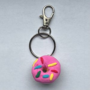 Pink Iced Donut Keyring